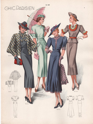 vintage paris fashion prints 1936